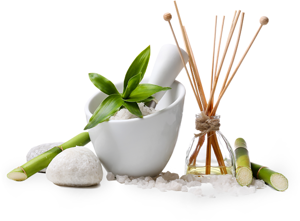 Mortar and pestle with natural ingredients